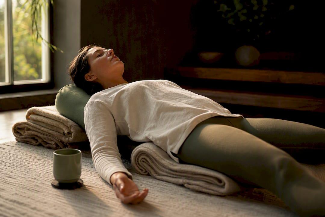 En casa: yoga restaurativo con evidencia sobre cortisol y ajustes